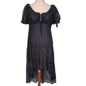 Witchy Lace Milkmaid Dress Hi Low Hemline NEW Whimsigoth Dark Feminine M